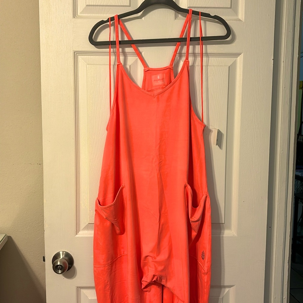 Hot watermelon overalls romper from free people